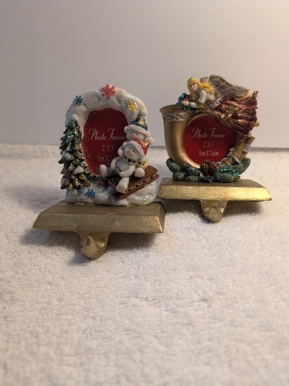 VINTAGE HOLIDAY PHOTO FRAM STOCKING HOLDERS (SET 2)